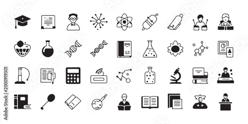 Science Laboratory and Education Icon Set