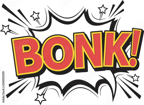 Comic speech bubble with BONK text in bold dynamic vector style