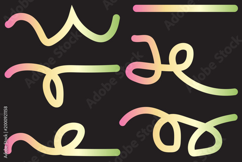 Vibrant Hand-Drawn Gradient Swirls & Squiggles Vector