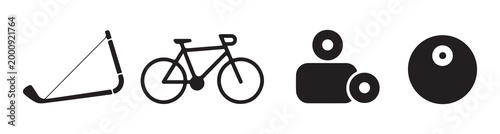 Sport game tools icon set for outdoor and indoor activity fun.