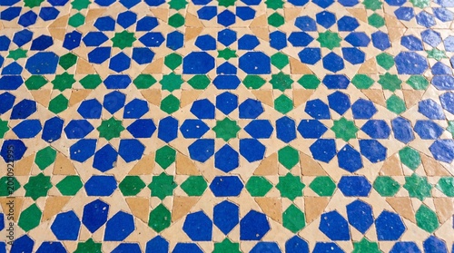 Intricate Geometric Islamic Star Pattern Mosaic Ceramic Tiles