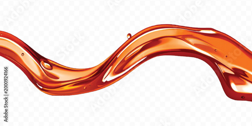 abstract 3d smooth liquid cooking, engine, olive oil and honey splashing with droplets in curve style isolated on transparent background