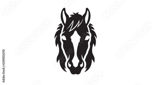 Devil head silhouette icon with fiery flames and sharp horns, gothic tattoo style for sports and gaming branding