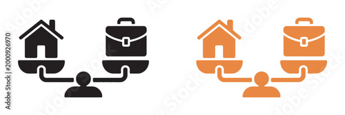 House Suitcase Balance Scale, flat design relocation property investment moving decisions real estate finance lifestyle concept vector illustration set