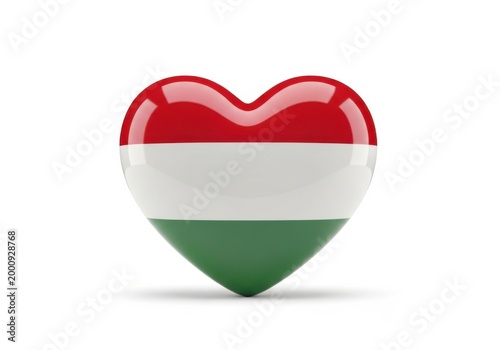 Free Download 3d heart shape with the national flag of hungary, isolated on white background - GFXLoad