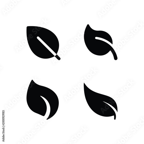 Leaf icon set, eco, nature, leaves