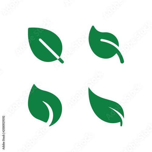 Leaf icon set, green, eco, nature, leaves
