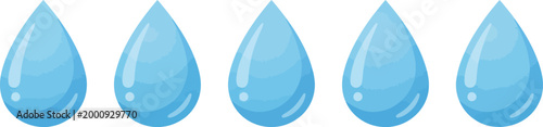 Five blue water drops for design