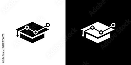 logo combination of toga hat with technology graphic