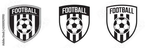 Football Club Crests, dynamic black and white sporting team branding competitive spirit athletic achievement vector logo design set