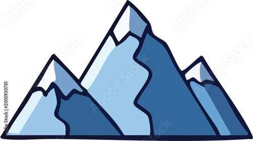 mountain range silhouette with blue shading on white background