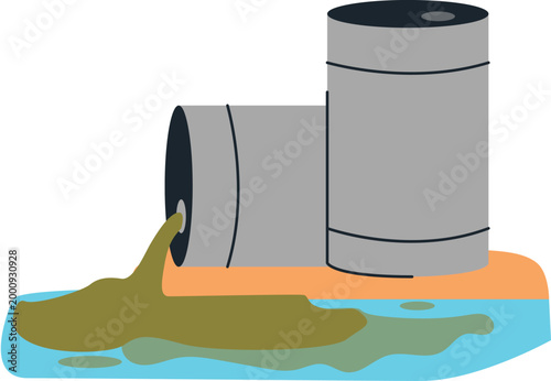 oil barrels leaking into water