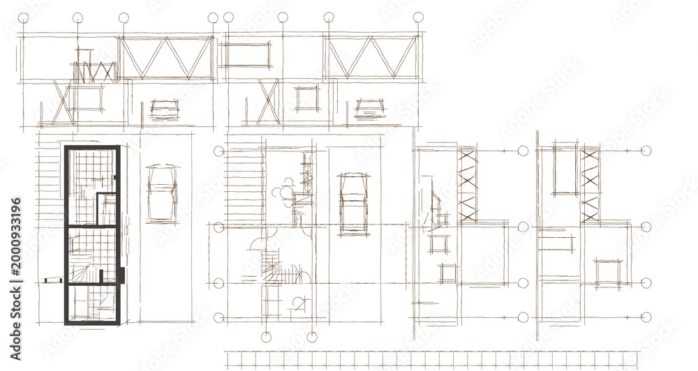 Fototapeta premium house sketch concept 3d illustration
