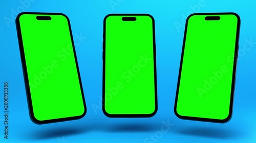 3D Smartphone Mockup Animation with three smartphones on blue backdrop