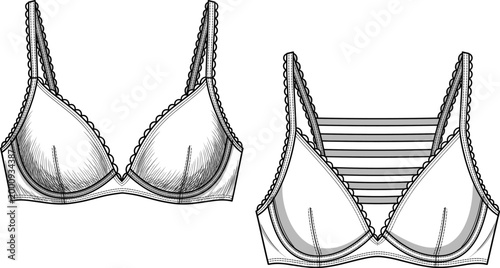 Fotografía Women's Lace Trim Underwired Bra with Decorative Strappy Back Detail Technical F