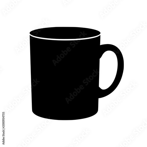 Black coffee mug silhouette icon isolated on white background