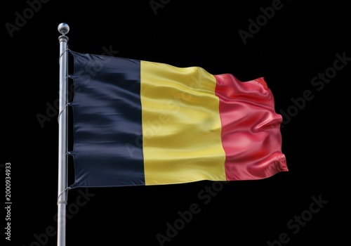 Waving flag of belgium on a flagpole