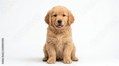 Adorable golden doodle puppy portrait a sweet and playful canine companion