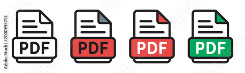 Download PDF icons, multiple colors, seamless integration, professional documents, vibrant website designs, versatile style, vector set, modern UI elements collection