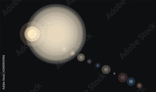 Optical Lens Ghosting with Diagonal Hexagonal Light Artifacts. Realistic camera ghosting effect featuring a trail of muted hexagonal reflections and light orbs.
