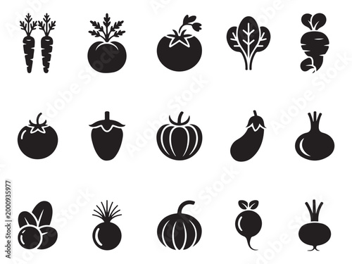 egetables Line Art Icon Collection Vector Illustration, Fresh Healthy Food Symbols, Garden Veggies Graphic Elements for Grocery and Nutrition isolated on White Background