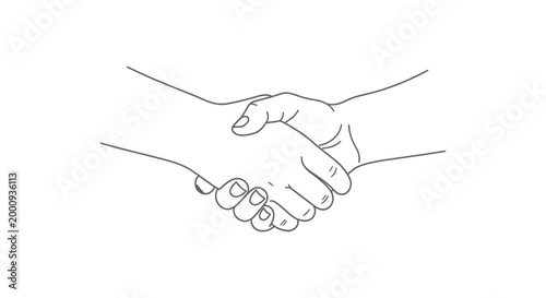 Simple black and white line art illustration of a handshake.