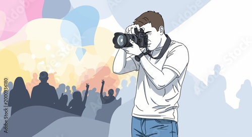 Man holding professional camera equipment.