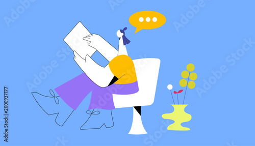 Young Businesswoman Planning Future Business Strategy at Office Desk flat design illustration 