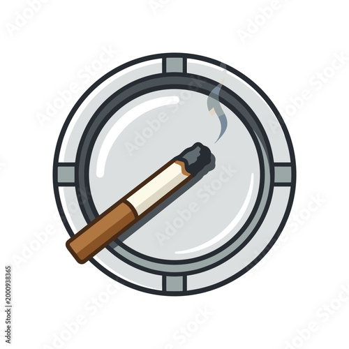 Extinguished cigarette in ashtray isolated on light background concept of quitting smoking and ending addiction