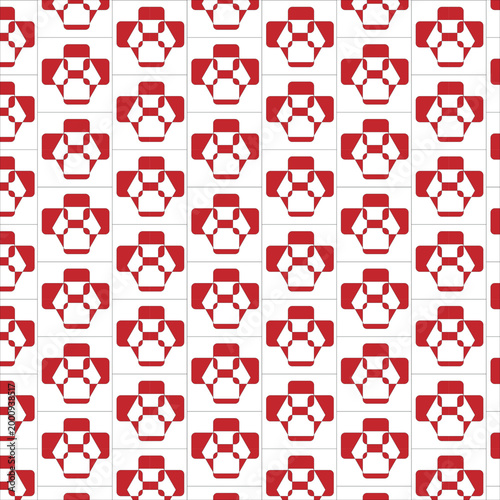  Red and White Geometric Abstract Pattern Seamless Symmetrical Graphic Design for Background and Fabric