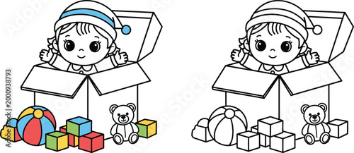  Cute Cartoon Baby Doll in Box with Toys