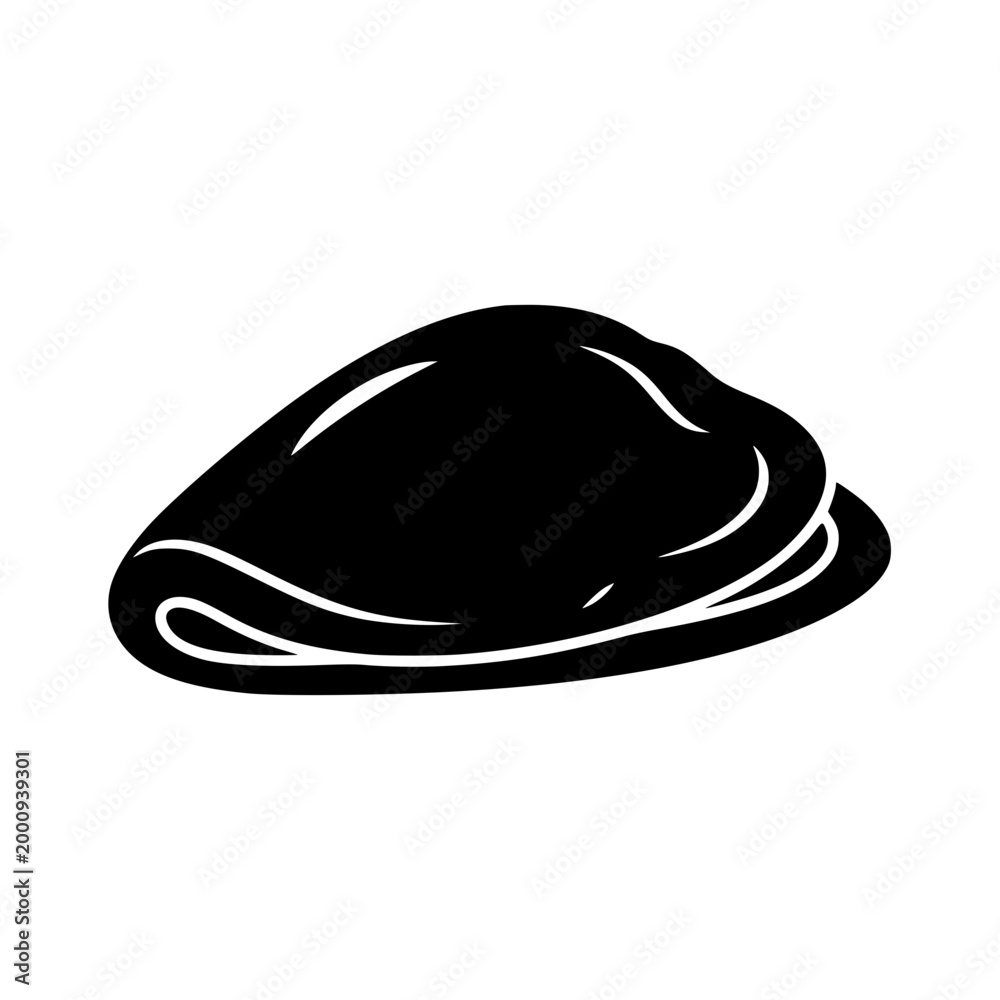 Fototapeta premium Black and White Icon of Raw Chicken Breast Fillet Silhouette