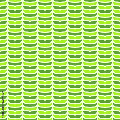 Seamless Green Leaf Pattern Background, minimalist ornament in Scandinavian style