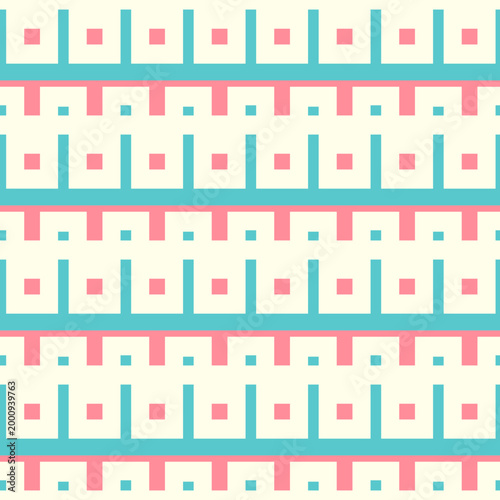 Geometric Pattern in Teal and Pink