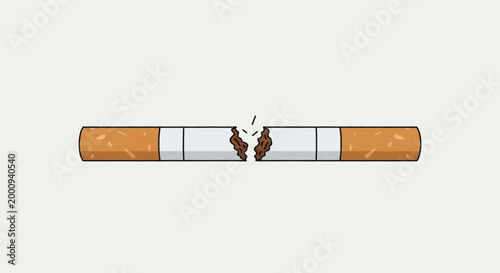 A cartoon illustration of a single cigarette broken in half, symbolizing quitting smoking and breaking a bad habit.