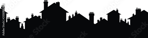 Silhouette of gothic cathedral against dark sky with spires and flying birds