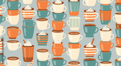 Collection of Various Coffee Cups and Mugs in Different Styles and Colors.