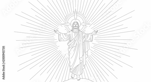 Tableau sur toile Jesus Christ with outstretched hands standing.