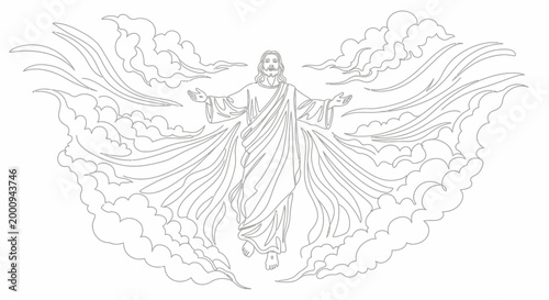 Jesus Christ with large angel wings.