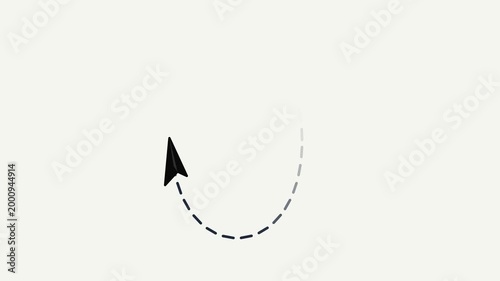 Paper Plane Send Route Animation with Dotted Path on Minimal Background