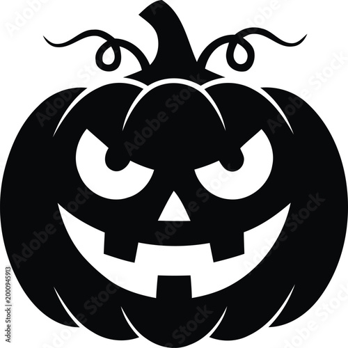 Menacing Toothy Grin Halloween Pumpkin with LeafMenacing Toothy Grin Halloween Pumpkin with Leaf