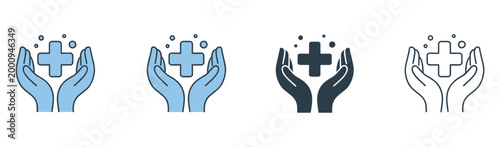 Public health icon vector pack, diverse medical safety and wellness symbols, healthcare design elements, vaccination, hygiene, and prevention icons, modern flat and line vector illustration for