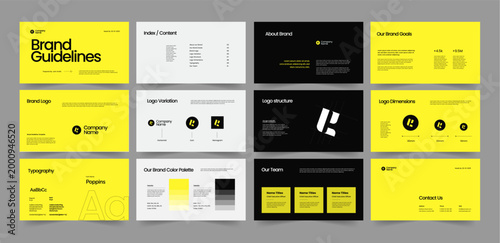 Modern Brand Guidelines Template Black Yellow Corporate Identity Design Kit