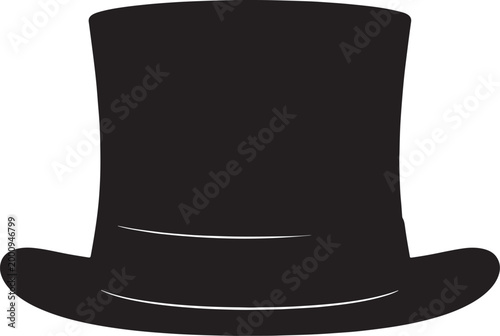 Black silhouette of a hat with wide brim and ribbon detail also transparent background, classic