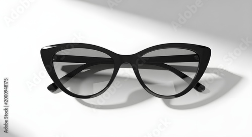 Elegant black cat eye sunglasses on a white surface