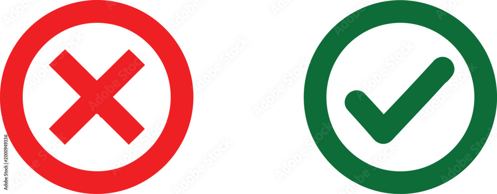 Obraz premium Check mark and cross icon Vector
