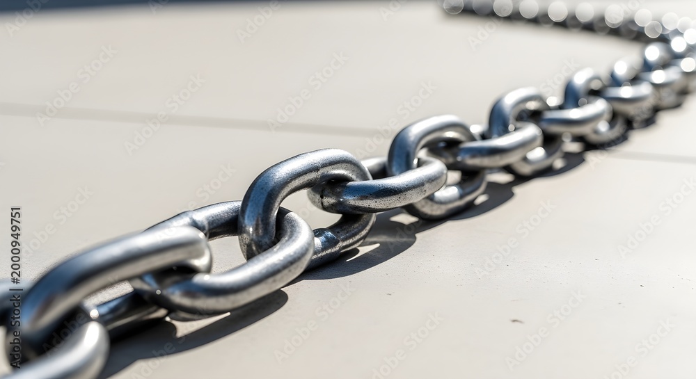 Fototapeta premium Galvanized Steel Chain Links with a Strong Metallic Shine
