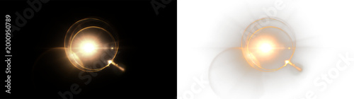 Bild auf Leinwand Golden light orb with soft warm lens flare elements creating an ethereal glow is