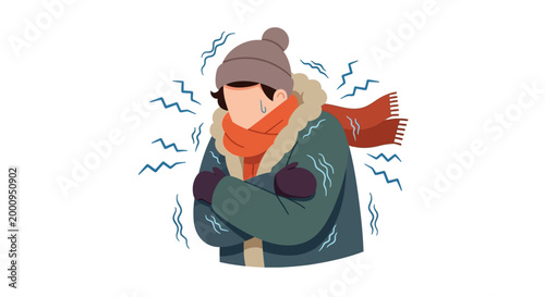 Fotografie person wearing winter clothing with cold shivers silhouette high quality profess