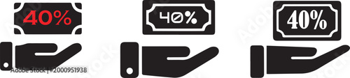 40% Discount Icon Vector Set, Sale Badge, Price Tag, Promotion Label Design.